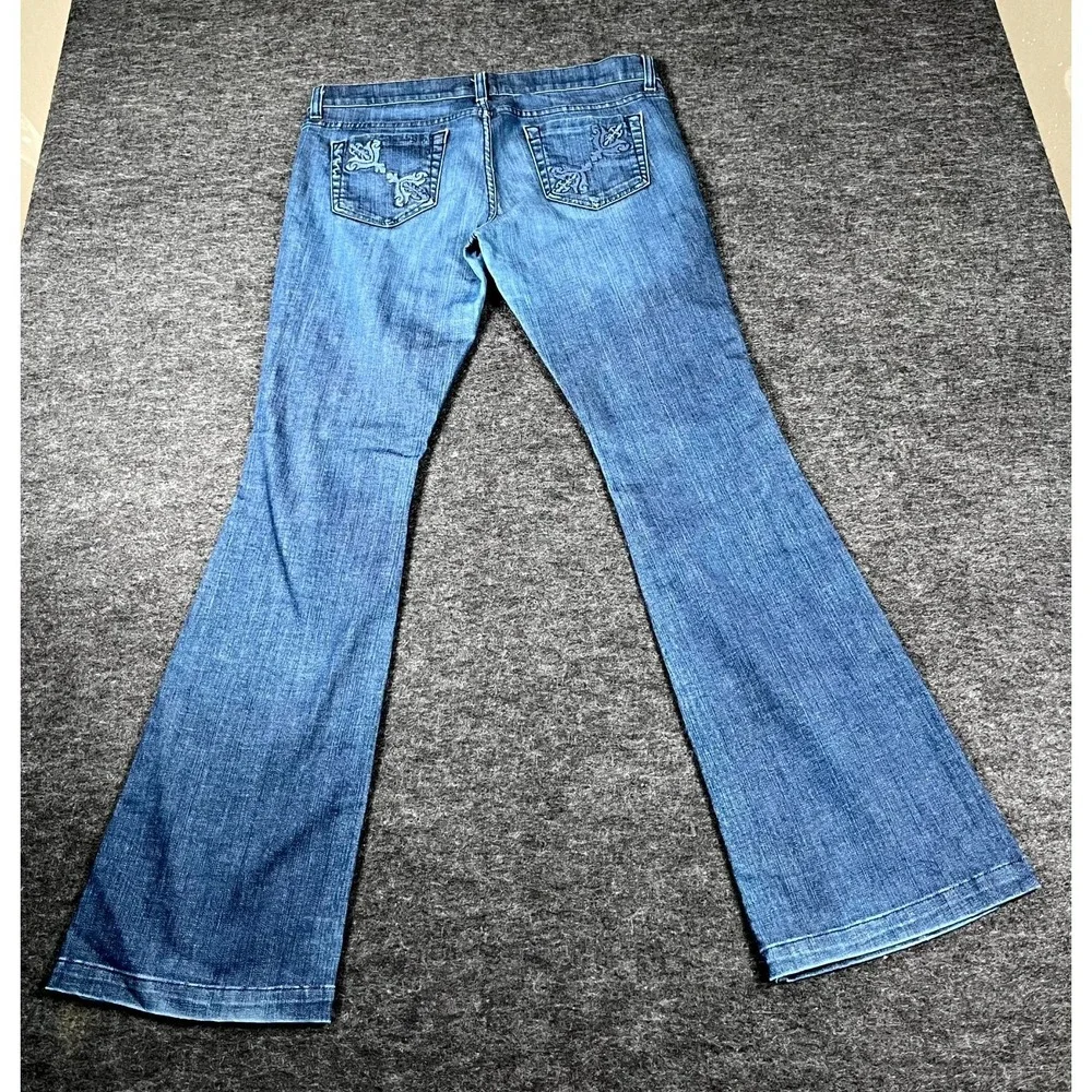 Bebe Bootcut Jeans Womens 31‎ Blue Denim Cotton Stretch Medium Wash Flat Front